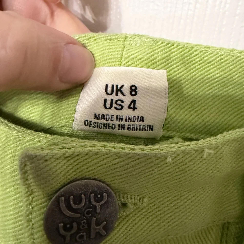 Lucy & Yak Green Blair‎ Sour Green Apple Organic Cotton Denim Mini Skirt US 4